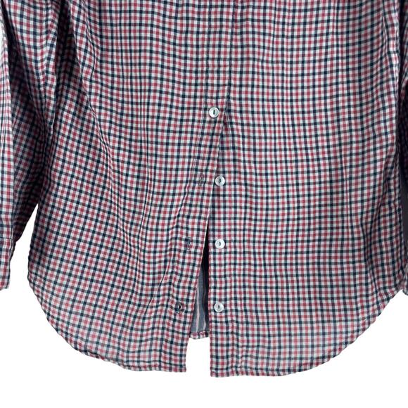 Jet John Eshaya Check Pattern Back Button Shirt Red Blue Made USA Size S - Picture 5 of 7